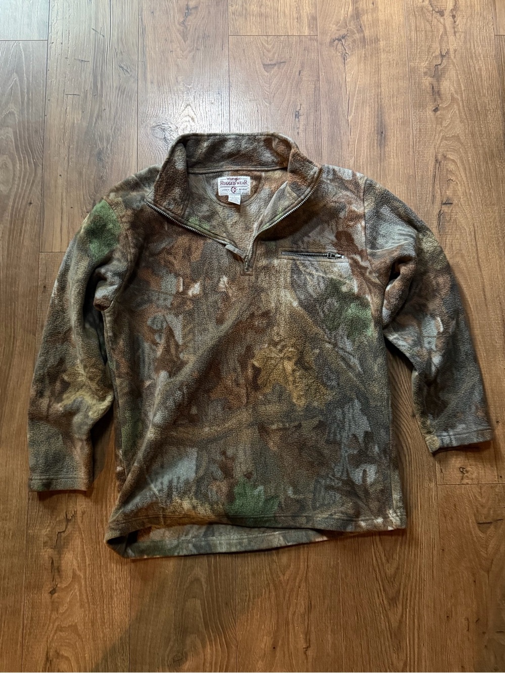 Wrangler Camo Fleece Quarter-Zip Pullover — Realtree Camo